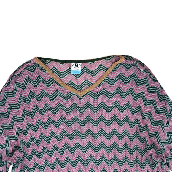 Missoni collection chevron multicolor V neck top size M - Picture 2 of 5